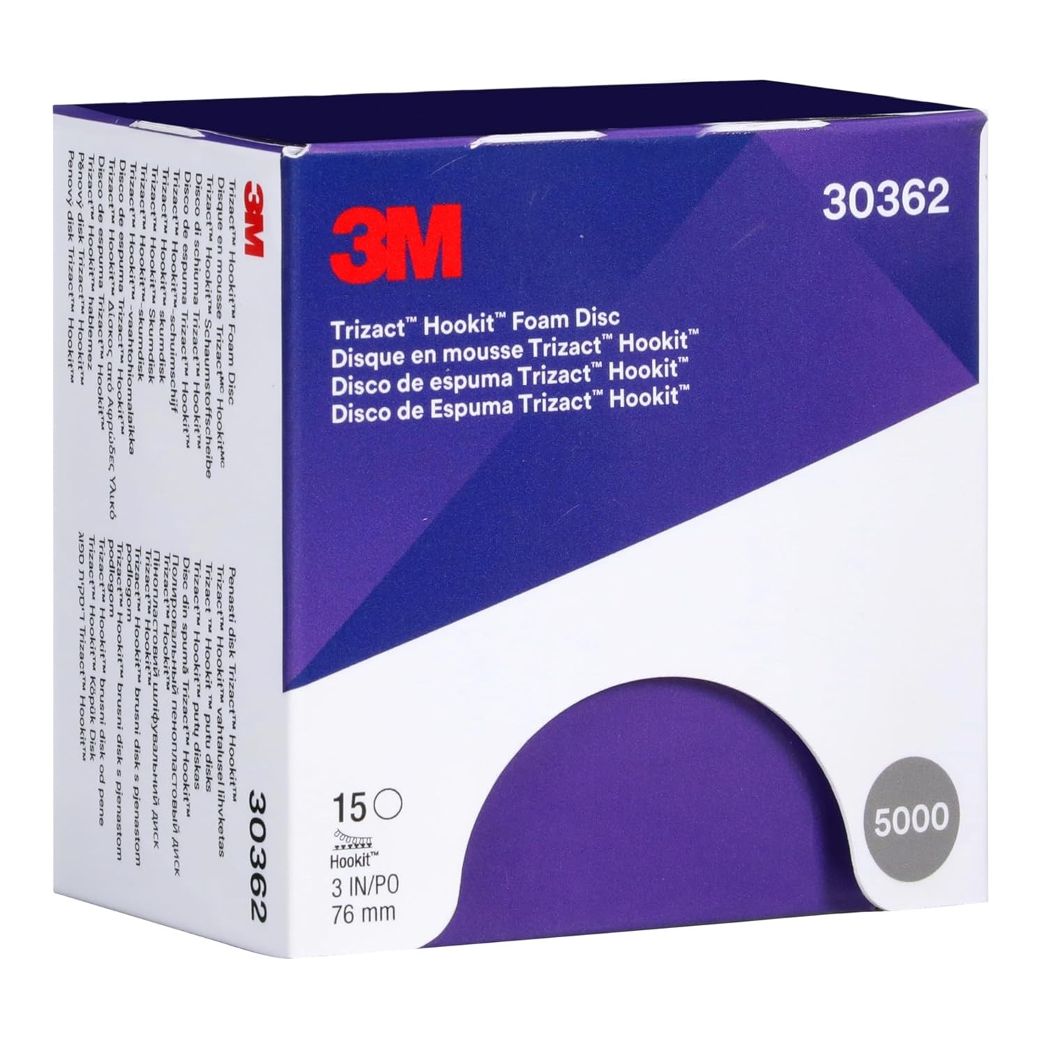 Trizact Hookit Foam Disc, 30362, 3 in, P5000, 15 discs per carton …
