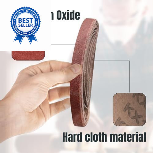 POWERTEC 1/2 x 18 Inch Sanding Belts, 50PK, 10 each of 40-240 Grit, 50PK