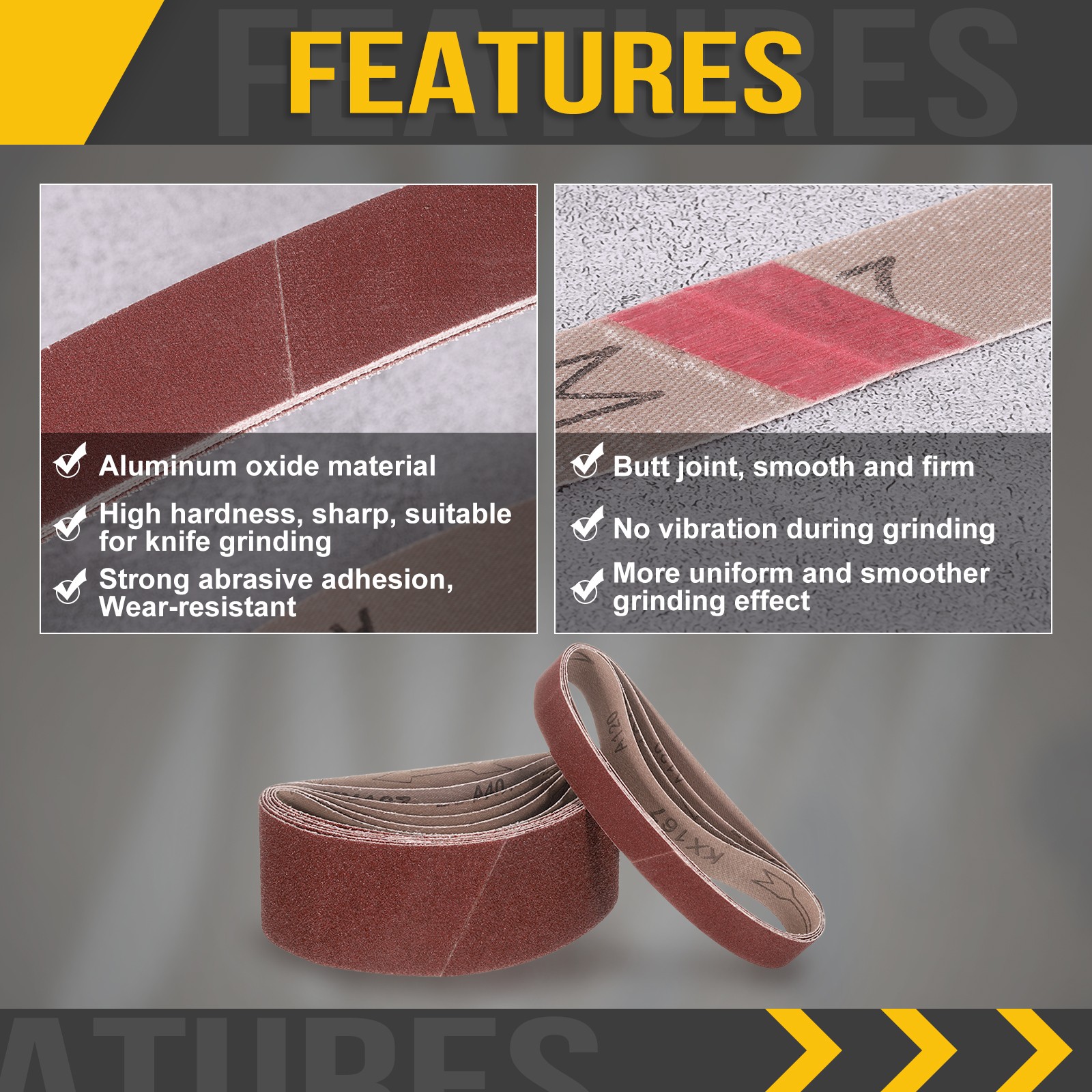 1/2 x 18 Inch Sanding Belt,40 Pcs 60/80/120/180/240 Grit Knife Sharpener Belts