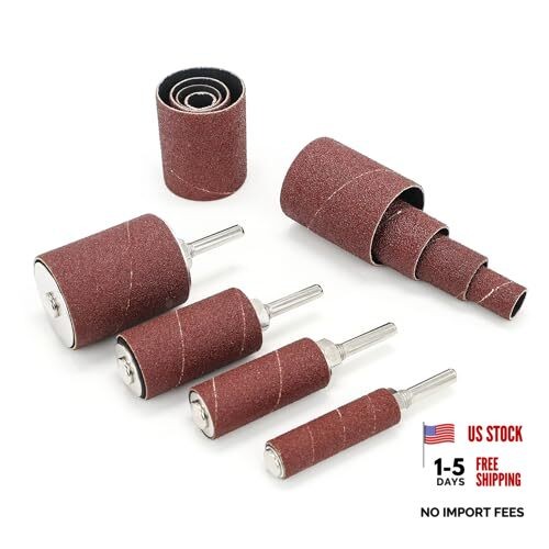 2”Long Sanding Drums and Sleeves Set with 1/4”Shank for Drill or Drill Press,
