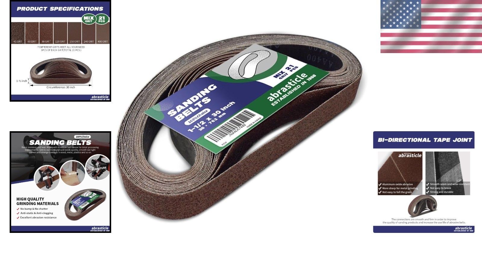 21 Assorted Aluminum Oxide Sanding Belts – For Polishing, Grinding & Finishing