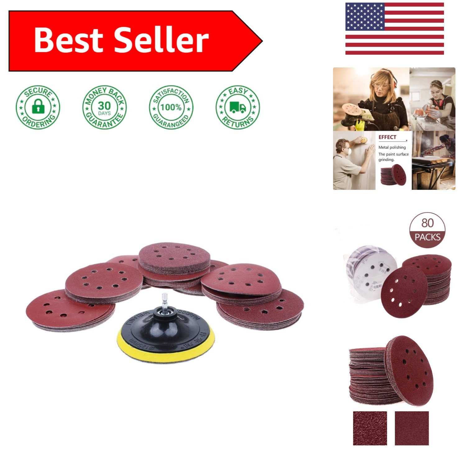 Assorted Grit 5-Inch Sanding Discs – 80 Pack for Exceptional Finishing Quality
