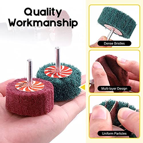 10Pcs Non Woven Abrasive Buffing Pads Wheels Drill Attachment Set, Scouring Pads