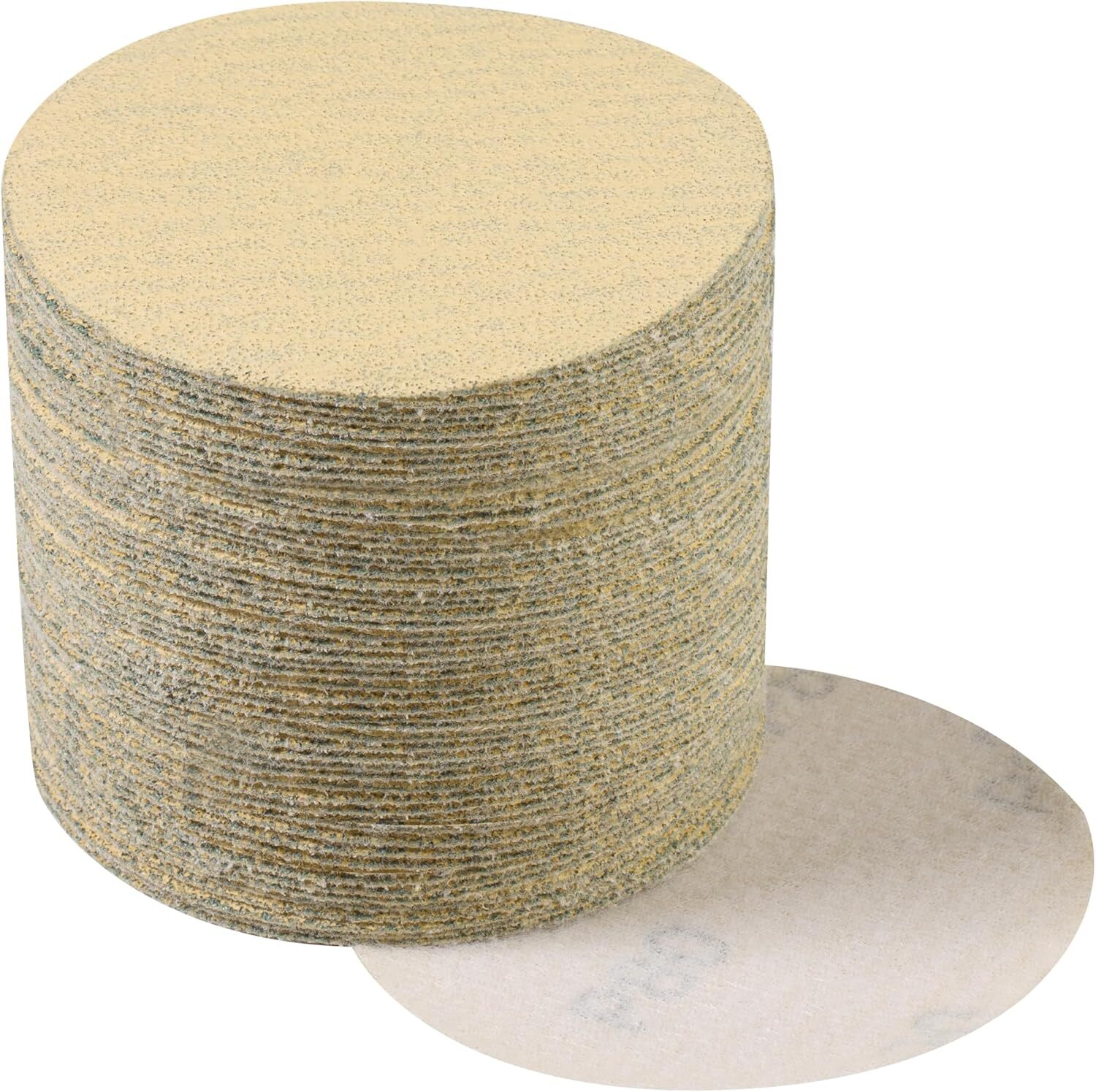 50 PACK 3 Inch Hook and Loop 80 Grit No Hole Gold Sanding Discs For DA Sanders