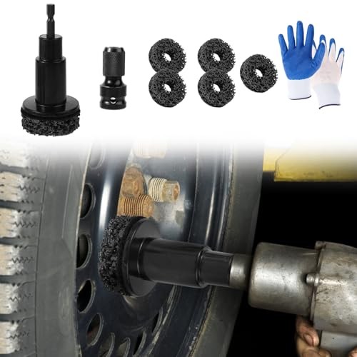 Wheel Hub Cleaning Kit, Car Brake Hub Cleaning Tool with Black style+gloves