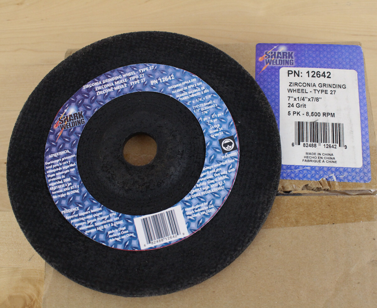 Qty of 5 Shark Welding Zirconia Grinding Wheel 24 Grit 7×1/4×7/8″ 12642 Type 27