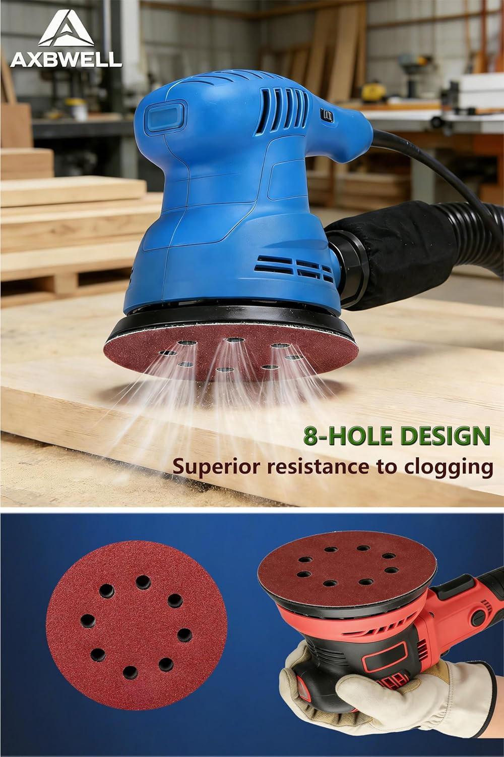 120 PCS 5 Inch 8 Hole Red round Sandpaper, 60 80 100 120 150 180 220 240 320