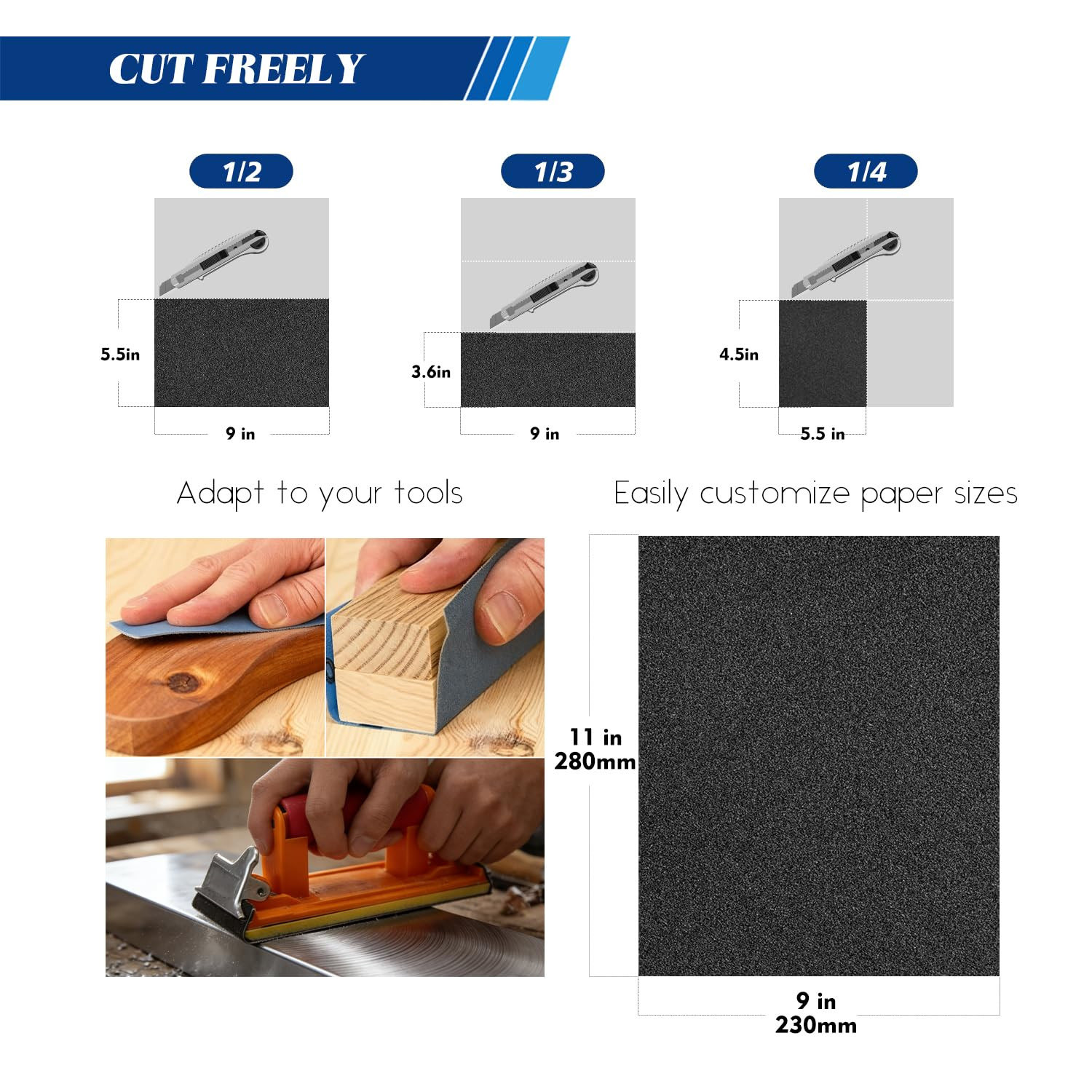 10-Sheets 360 Grit Sandpaper, 9 X 11 Inch Wet Dry Sand Paper Assortment Pack, Si