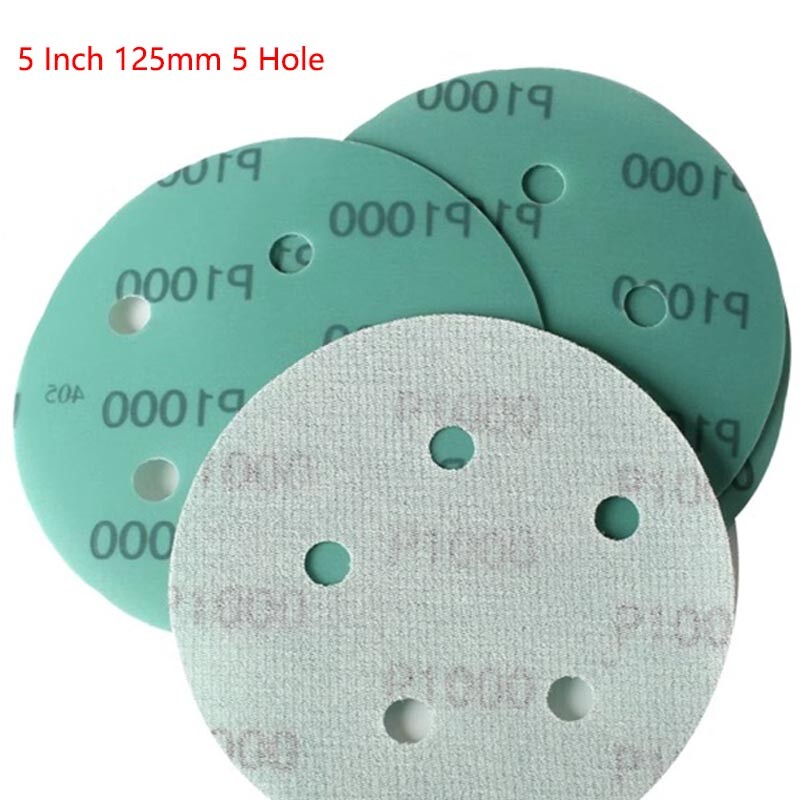 5 Inch 125mm Wet and Dry Sanding Discs Sandpaper Film Pads 1000 Grit 5 Hole New