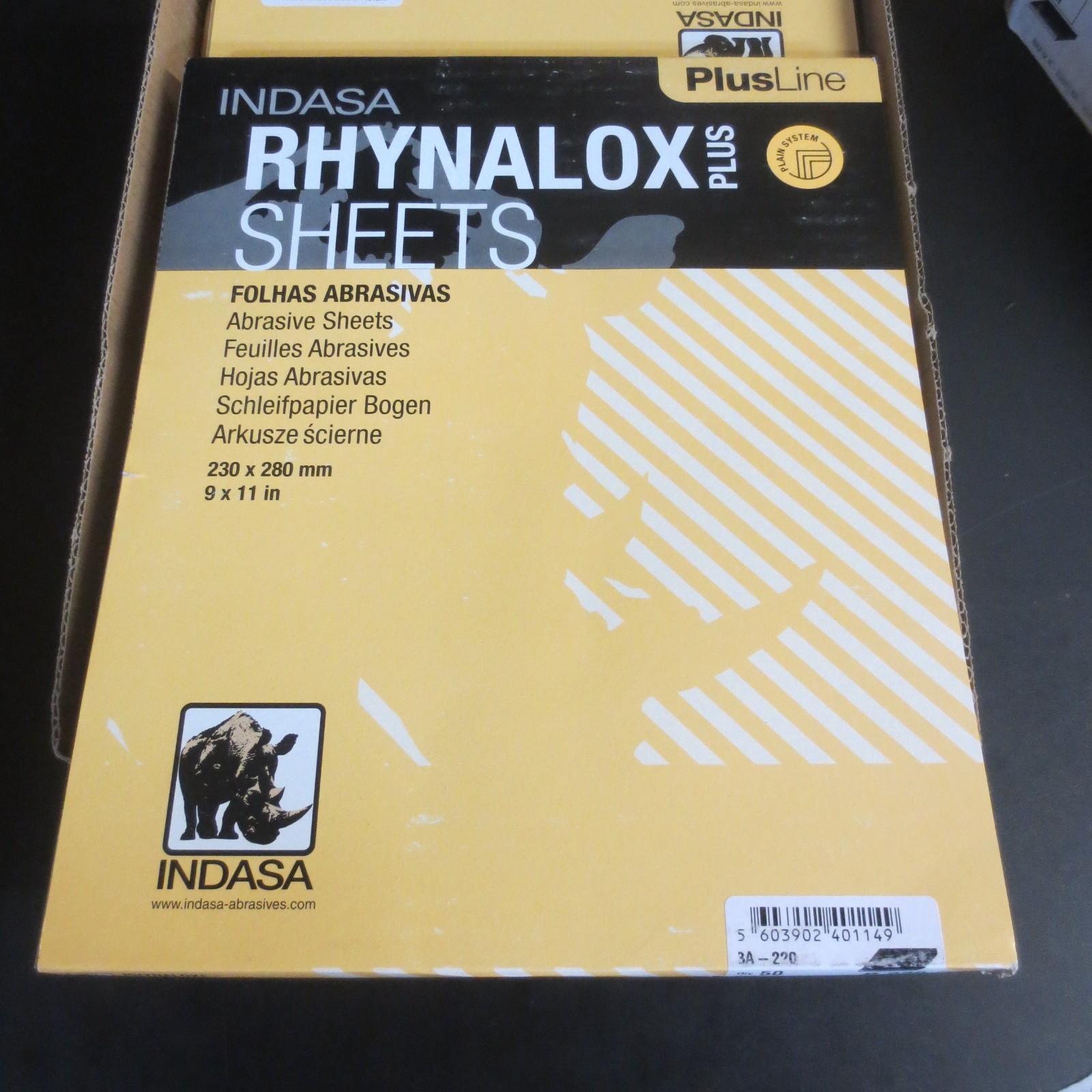 Indasa 9″ x 11″ Rhynolox Plus Premium Dry Sanding Sheets (Box QTY:50) 220 Grit 3