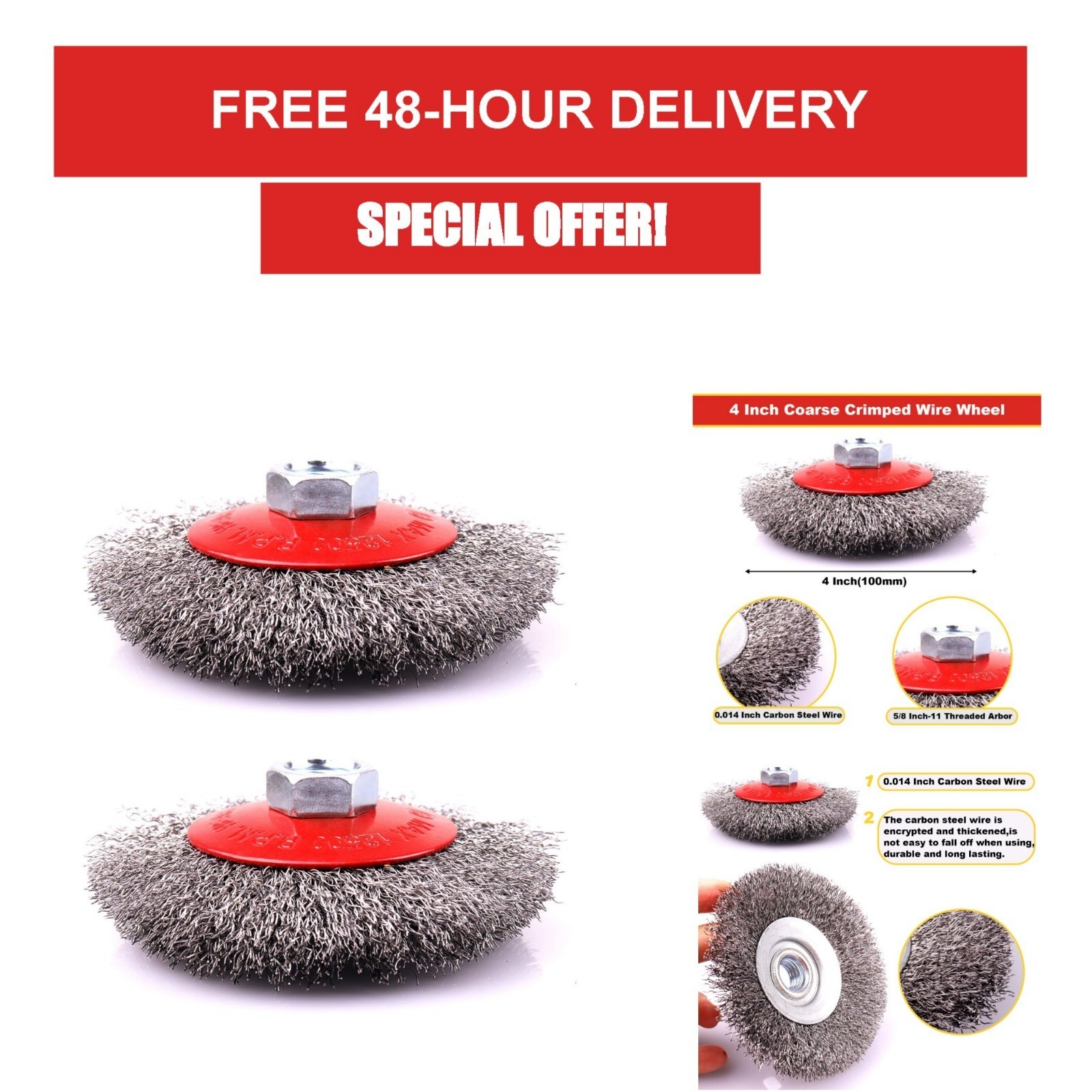 LSTOPGO 2 Pack 4 Inch Wire Cup Brushes for Angle Grinders