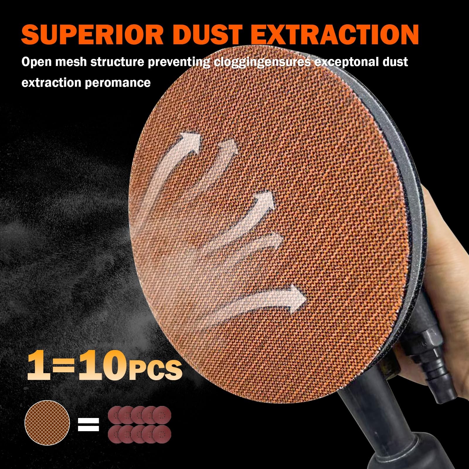 5 Inch Mesh Sanding Discs 50 PCS, 60/80/120/180/240 Grit Assortment, Dust Fre…