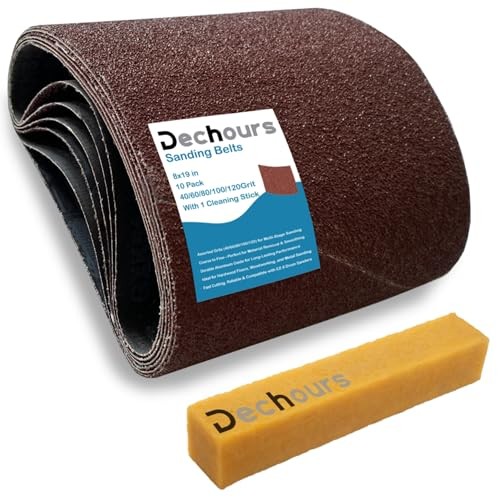 10pk 8″ x 19″ Sanding Belts Assorted 40-120 Grit w/ Cleaning Stick