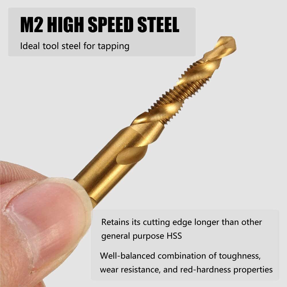 6Pcs M3-M10 Drill Spiral Tap Bits HSS 1/4” Hex Shank Metric Thread Cutter Set