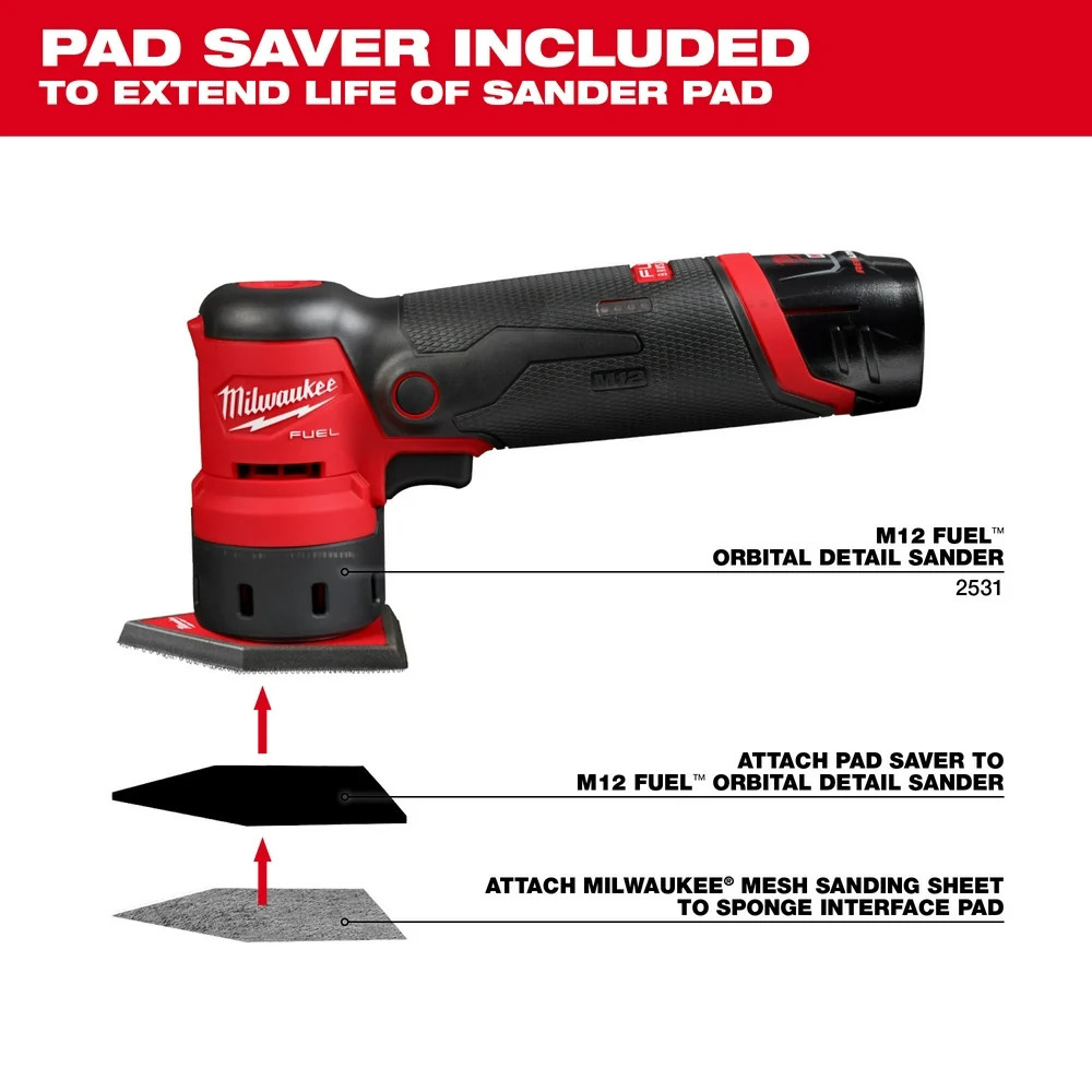 Milwaukee 48-80-5405 80/120/180 Grit Sheets for M12 Orbital Sander – 12 PK