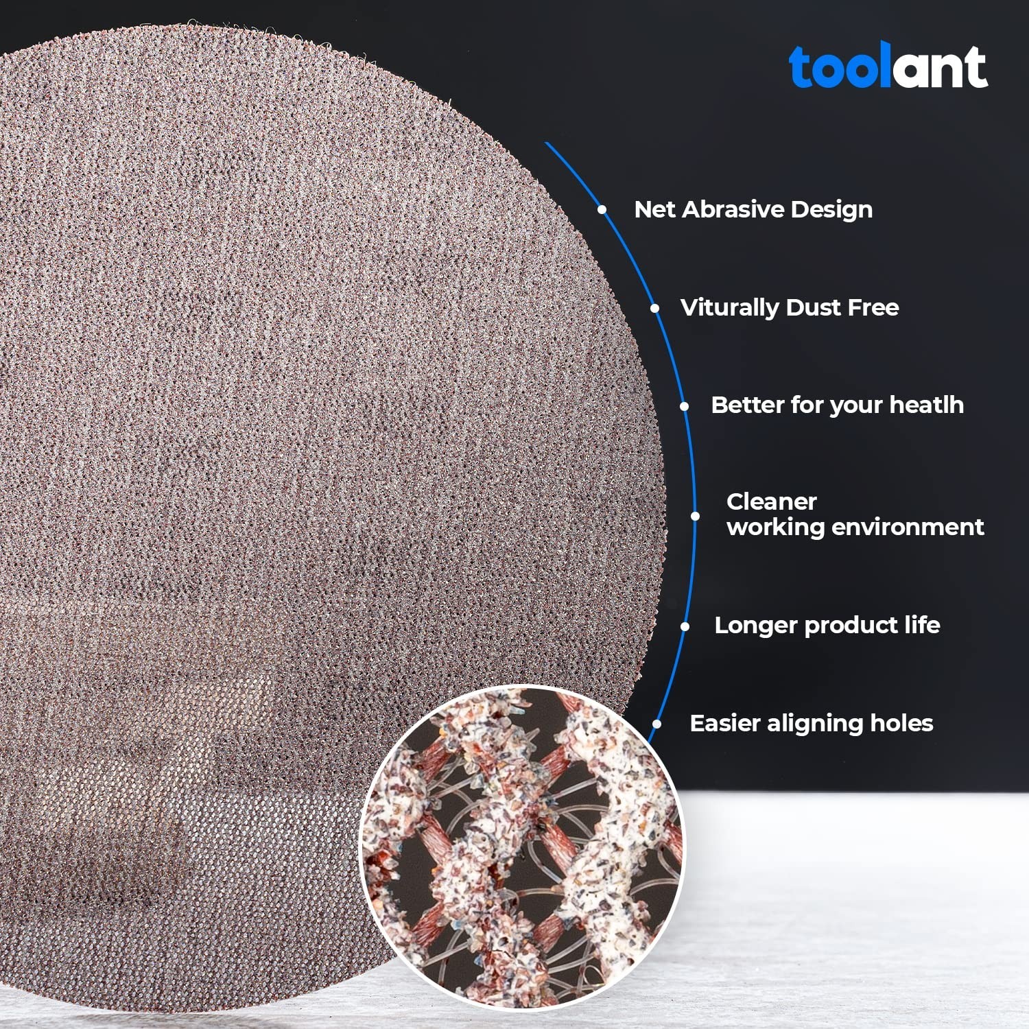 toolant Mesh Abrasive 9 inch Drywall Sander Sandpaper, Dust-Free Hook Blue