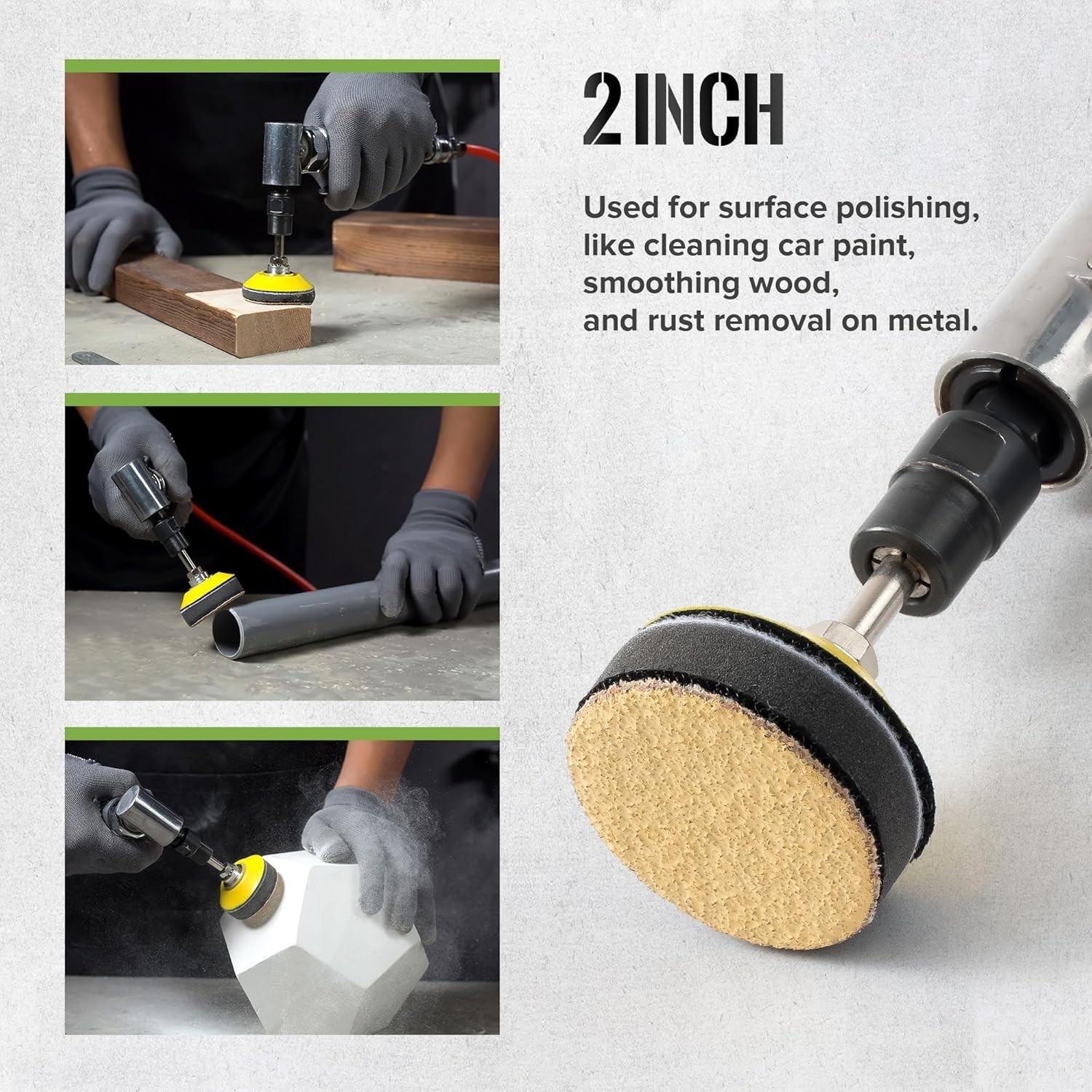 5 Pack 2 Inch Hook and Loop Sanding Pad with 1/4 Inch Shank Drill Attachment