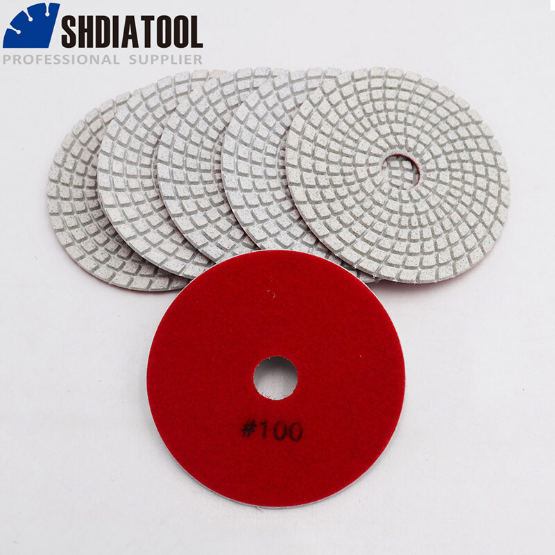 6pcs 100mm 4″ Diamond Wet Flexible Polishing Pads Sanding Disc Granite Stone