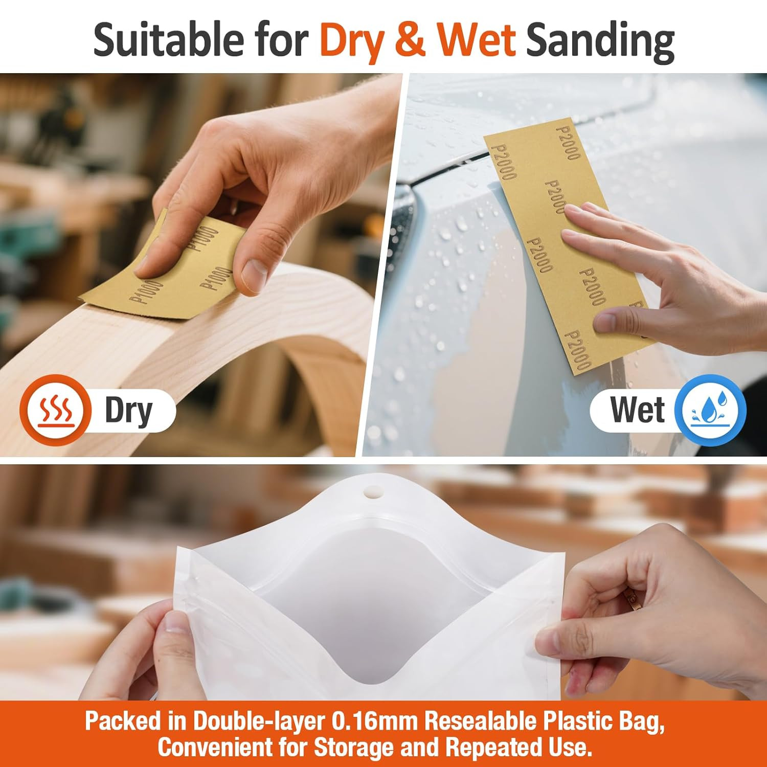 Sand Paper Assortment, 52 Sheets Assorted Grits 120/150/180/240/320/400/600/8…