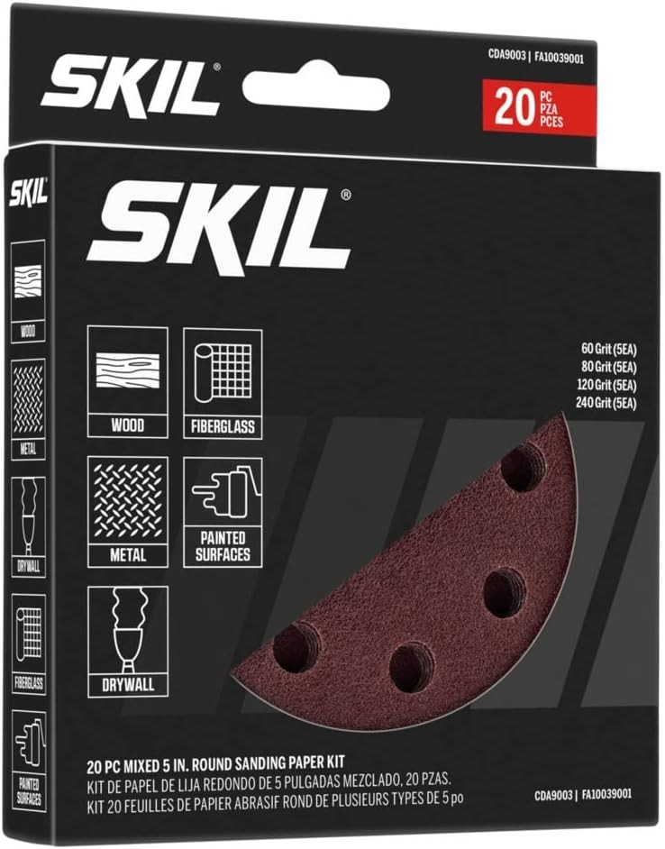 Complete 20-Piece 5-Inch Sanding Kit – Coarse to Fine Grits for Total Control