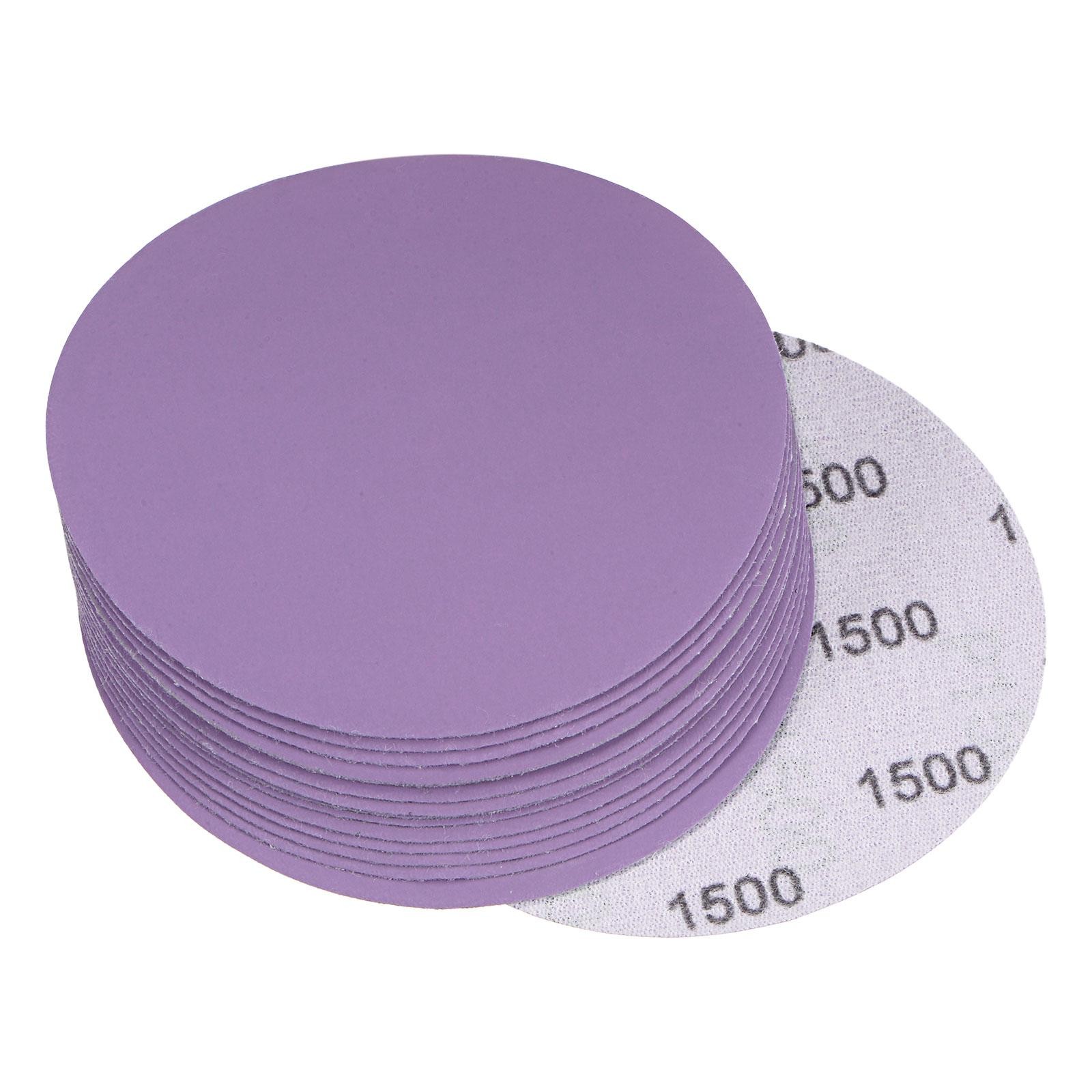 15Pcs 4-Inch Purple Sanding Discs 1500 Grit Hook Loop Aluminum Oxide Sandpaper