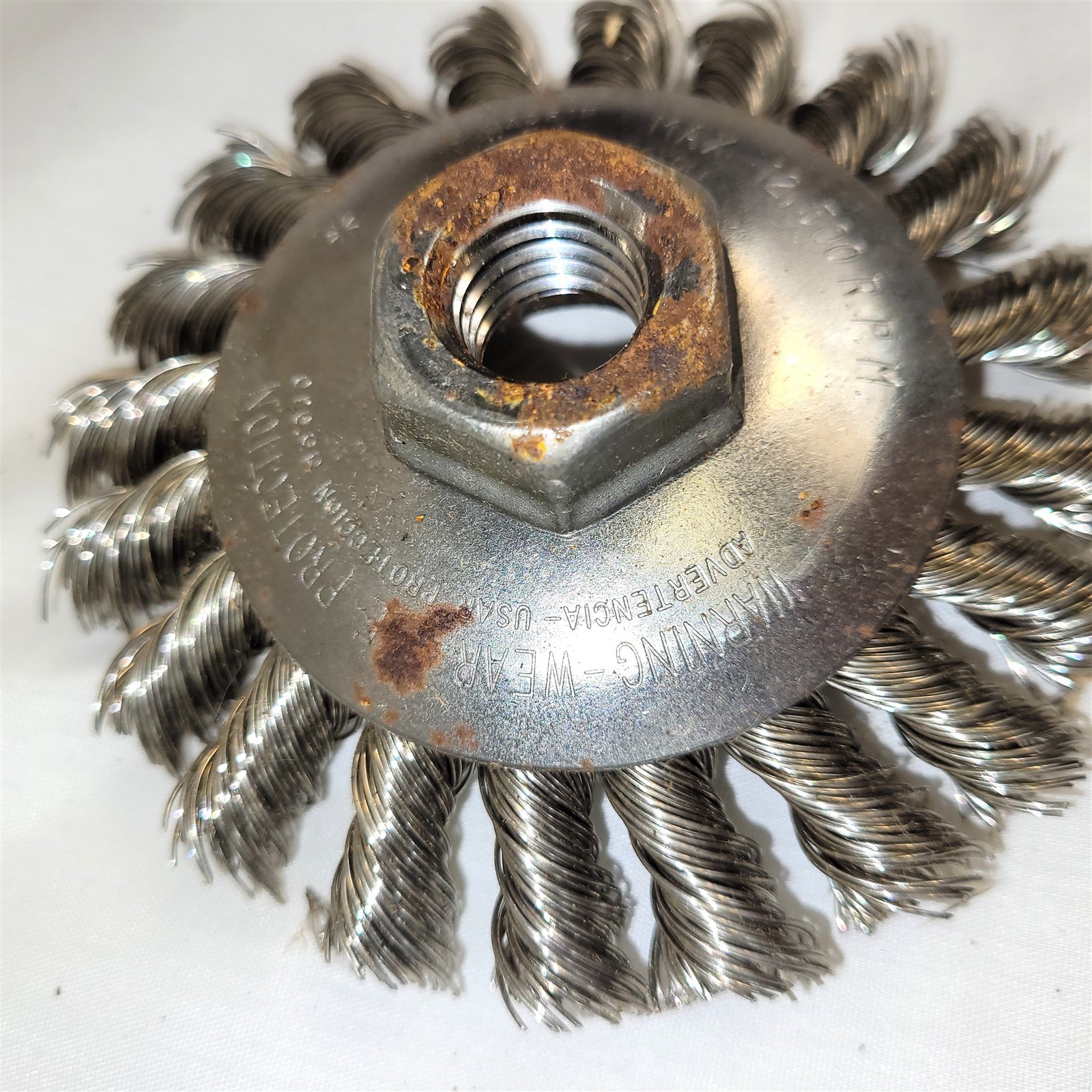 Pair of Barnes Distribution 4″ Bevel Knot Wheel Grinder Brush #275973 ~ T552