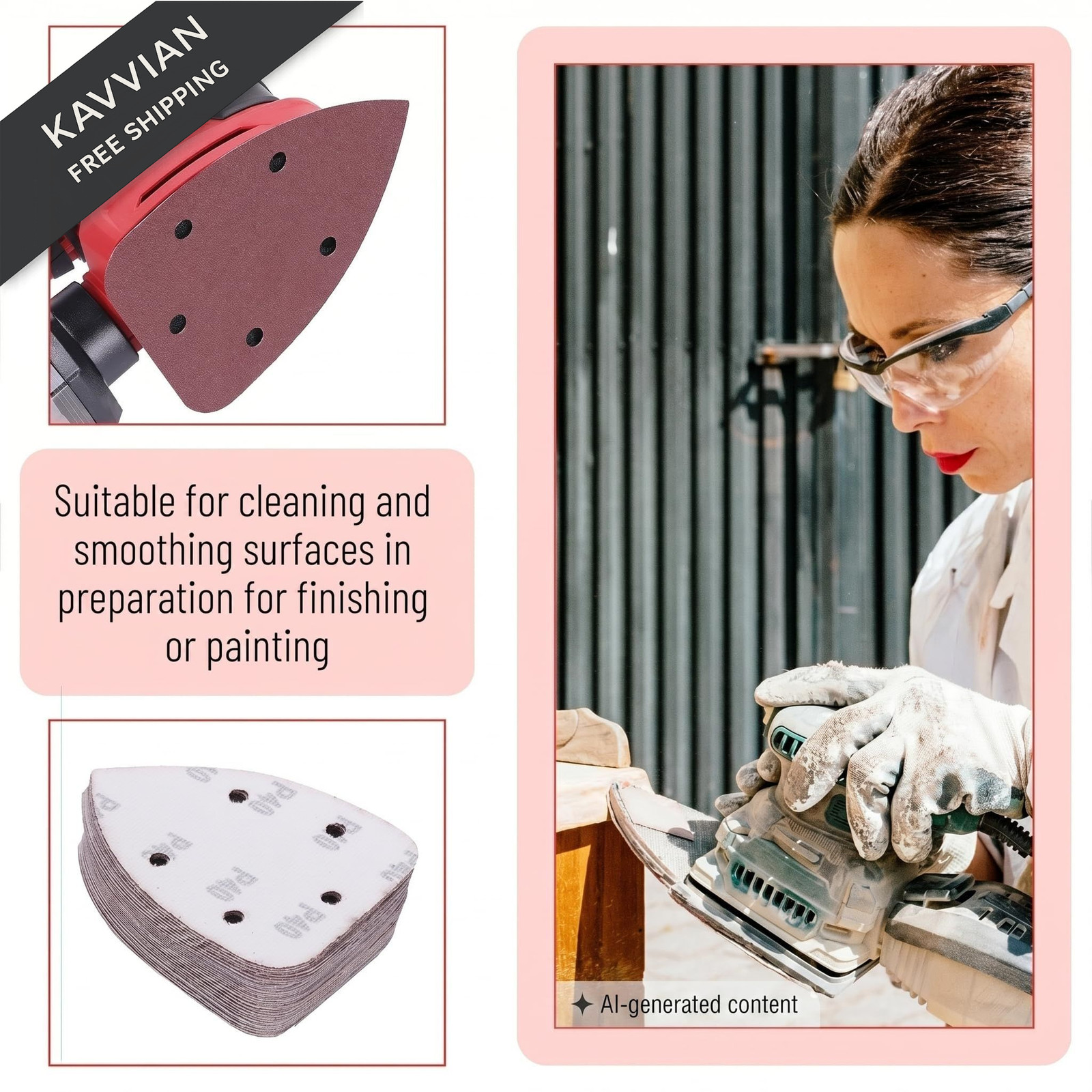 Bates- Mouse Detail Sander Sandpaper, 30 pcs, 30 40-240 Grits, Red