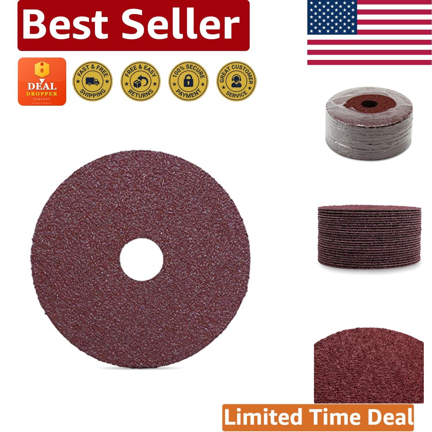 Aluminum Oxide Resin Fiber Discs 36 Grit – 25 Pack for Metal and Wood Grinding