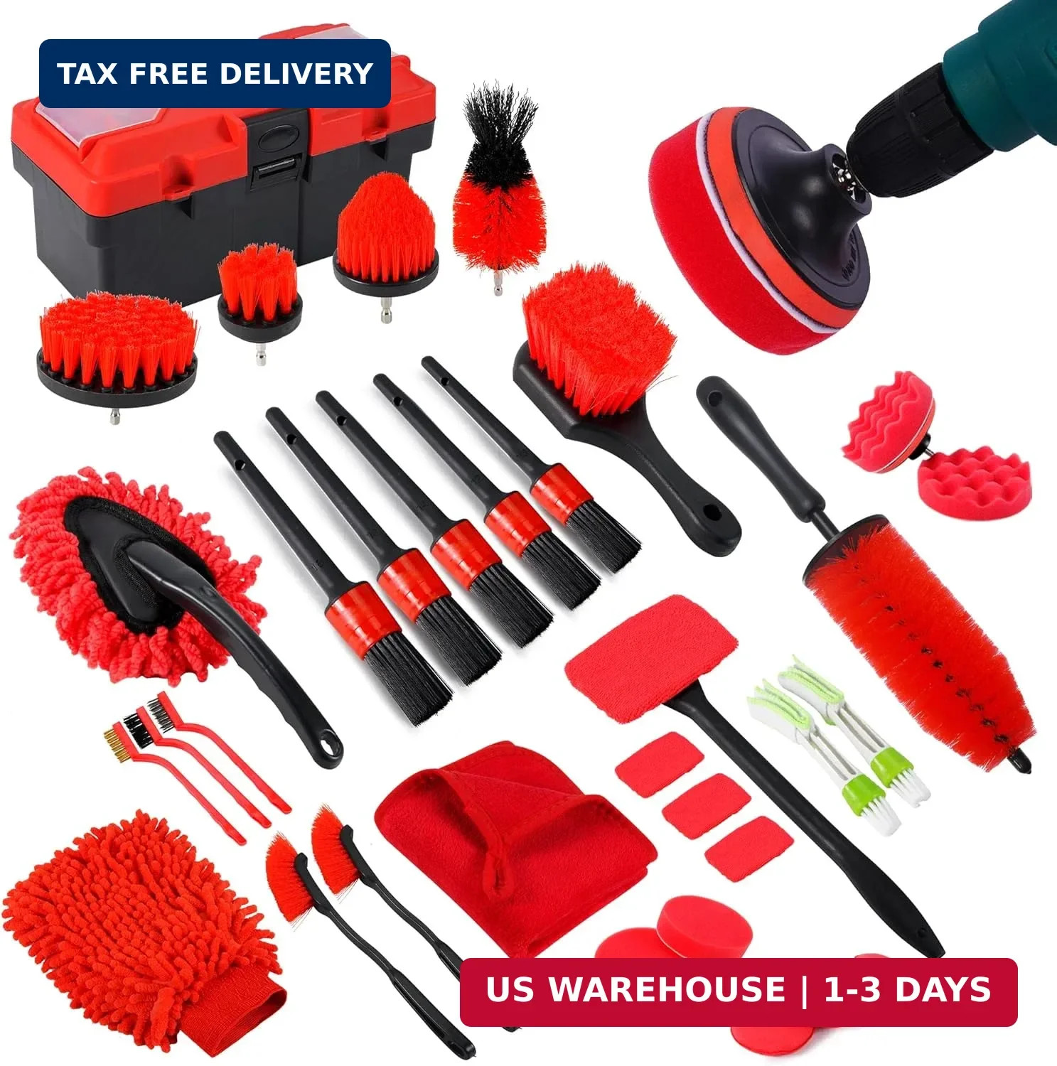 35Pcs Car Detailing Kit & Car Cleaning Kit, B：35PCS-R | Windshield Tool, Long Wh