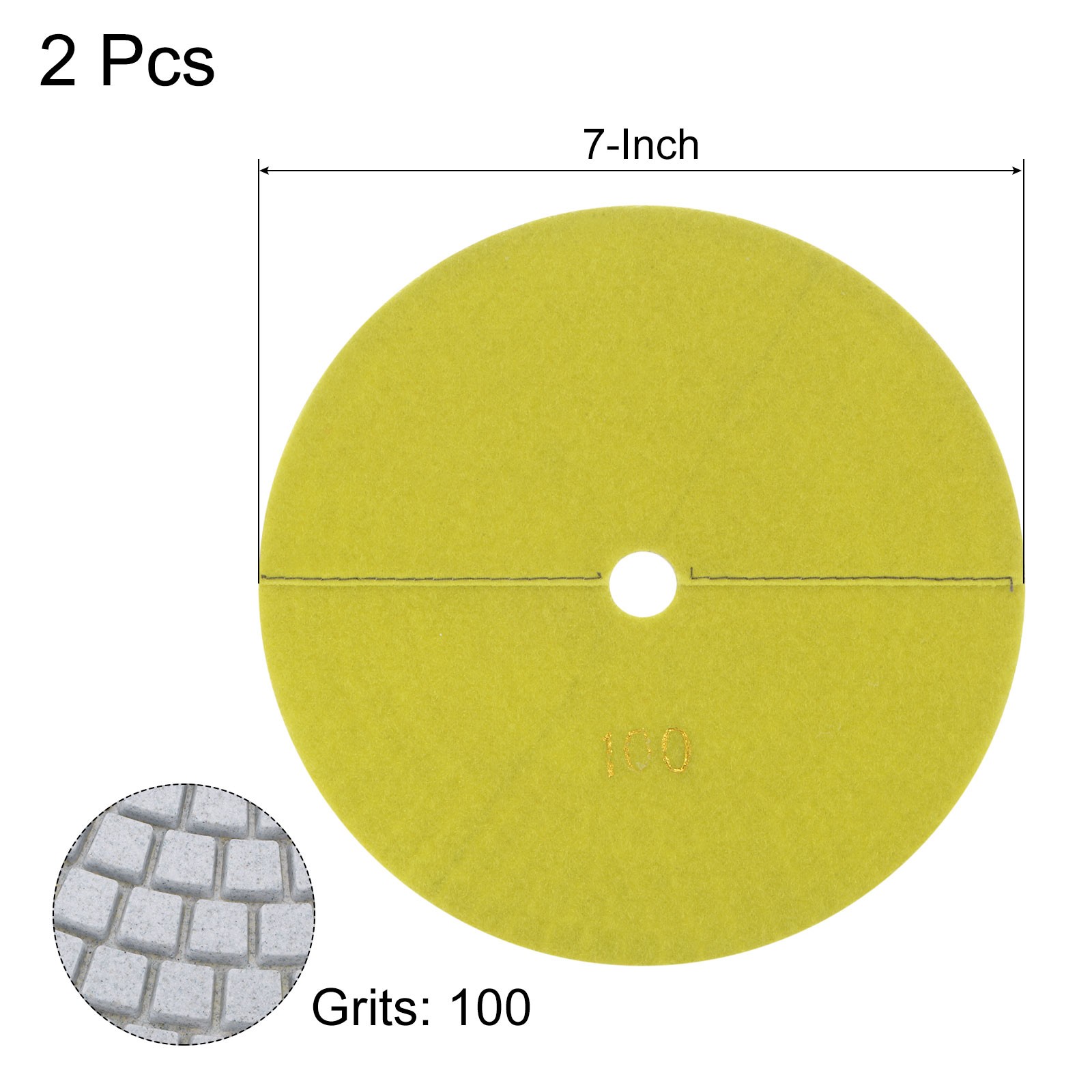 2pcs 7-Inch 100 Grits Diamond Polishing Pad Wet/Dry for Stone Concrete