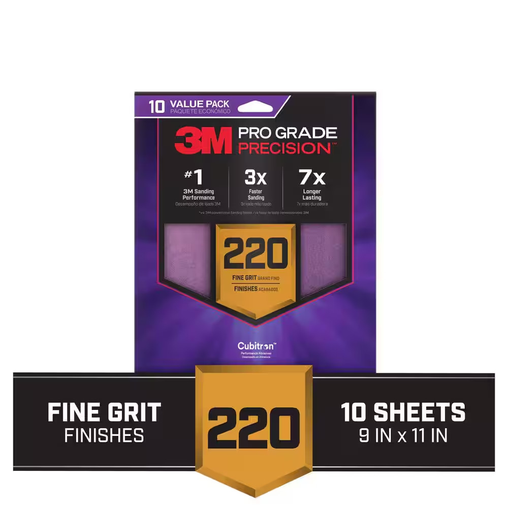 Pro Grade Precision 9 In. X 11 In. 220 Grit Faster Sanding Sheets with No-Slip G
