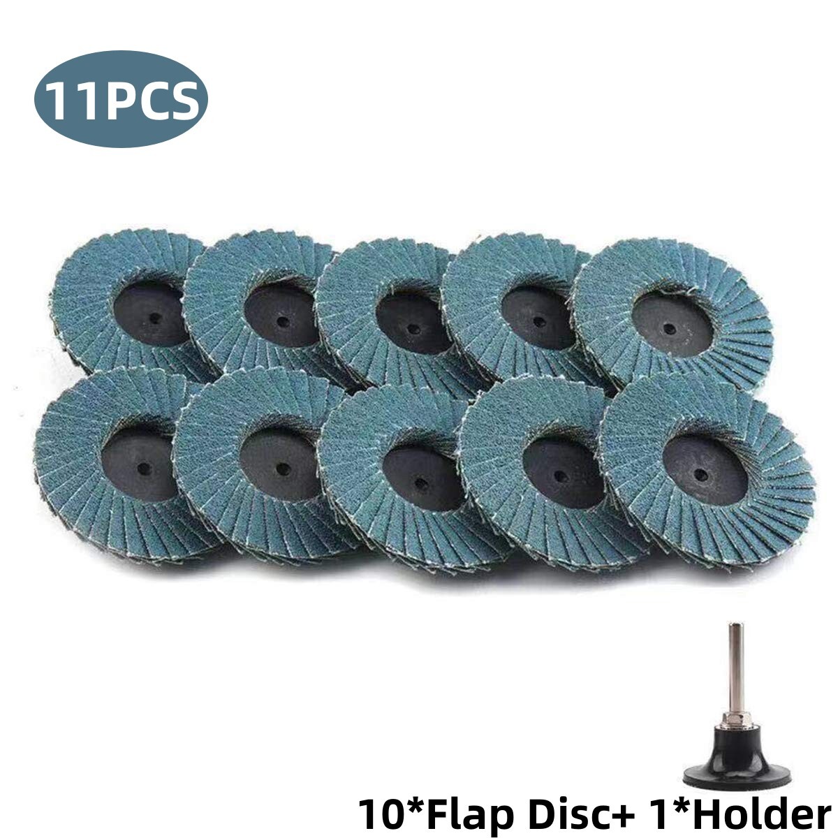 11PCS 2” 60 Grit Flap Disc Quick Change Sanding Discs with 1/4″ Shank Pad Holder