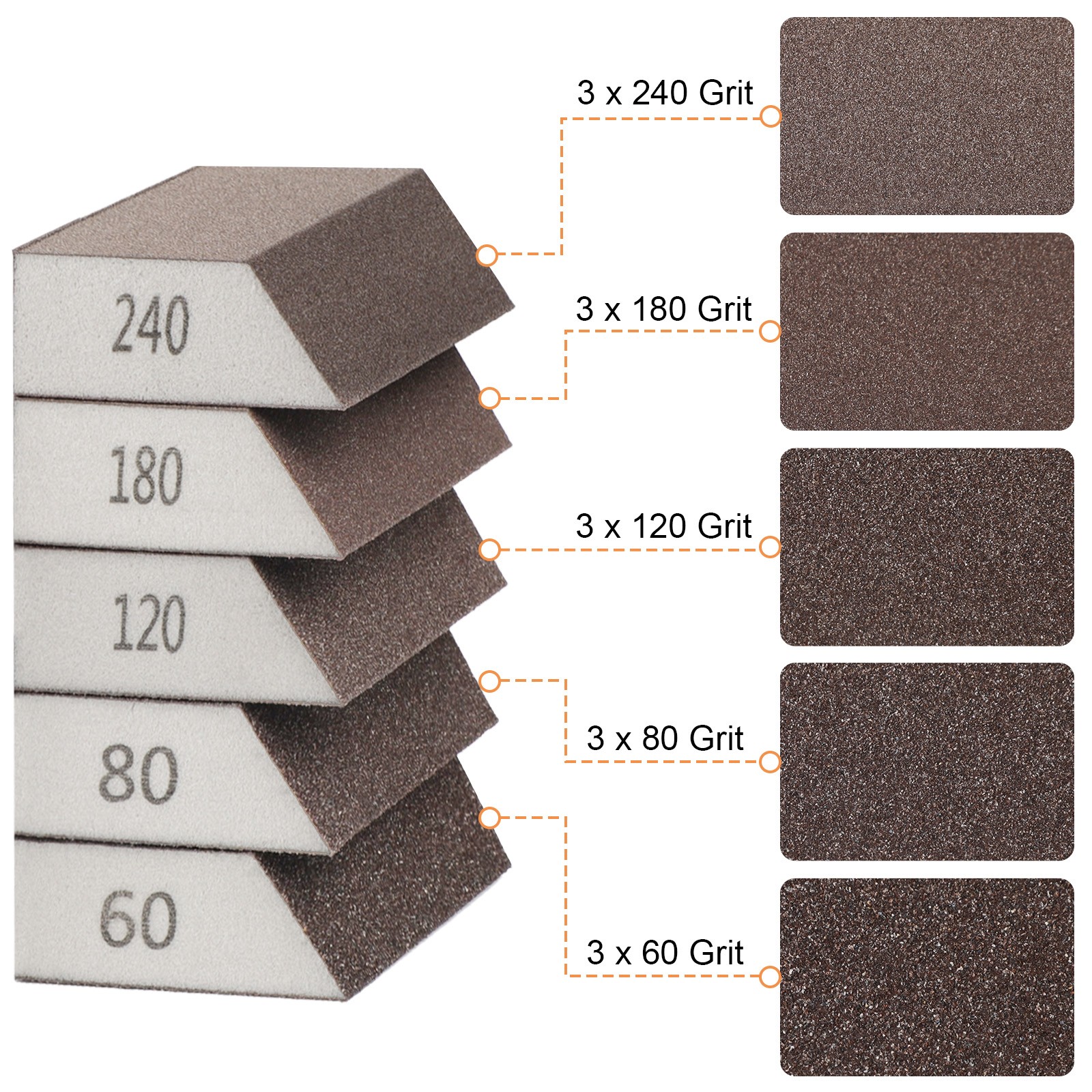 15x Sponge Drywall Foam Sanding Sponge Blocks Wet Dry Sand Paper Lot 60-220 Grit