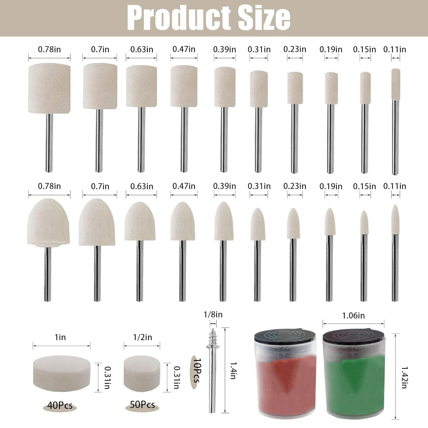 122Pcs Polishing Buffing Wheel Kit for Dremel and 2Pcs Polishing Compound 10Pcs