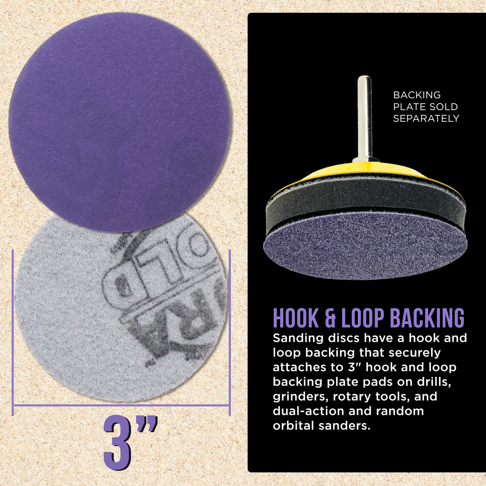 180 Grit 3″ Purple Ceramic Sanding Discs, Box of 30 – Hook & Loop Sandpaper