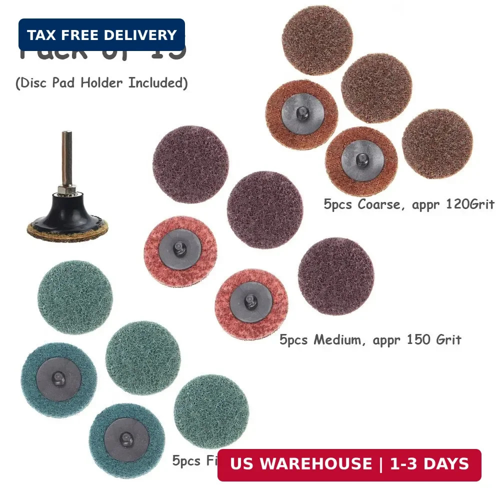 Yakamoz 15pcs 2 Inch Roll Lock Surface Conditioning Sanding Disc with Roll Lock