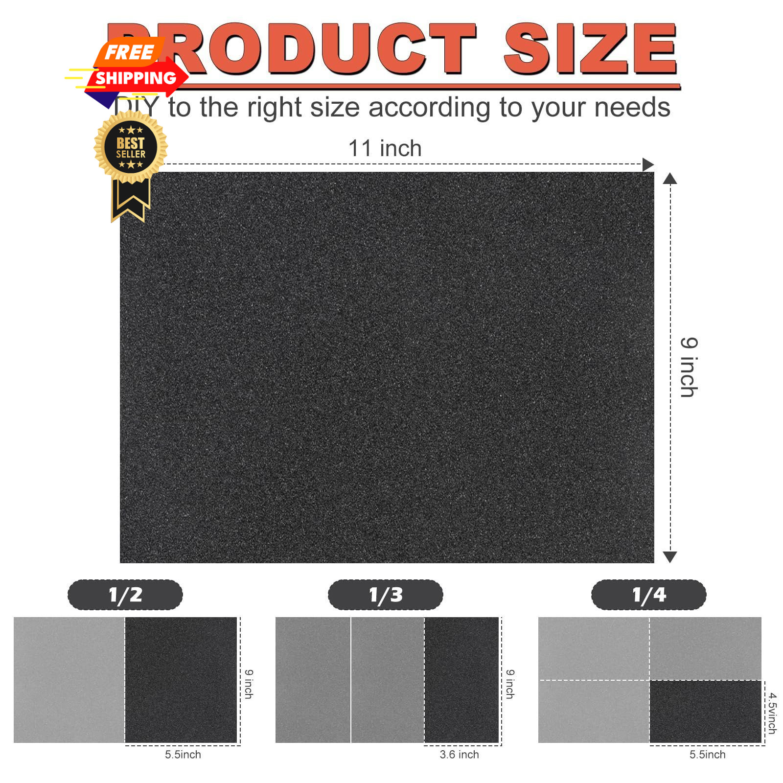 BMOTL Sandpaper Sheets 9×11 Assortment：12Pcs Wet Dry Silicon 9*11”, Grey