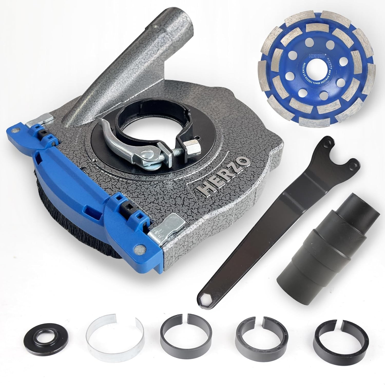 Aluminum Dust Shroud for Angle Grinder 4.5 inch and 5 Inch, Includes 5Inch Diamo
