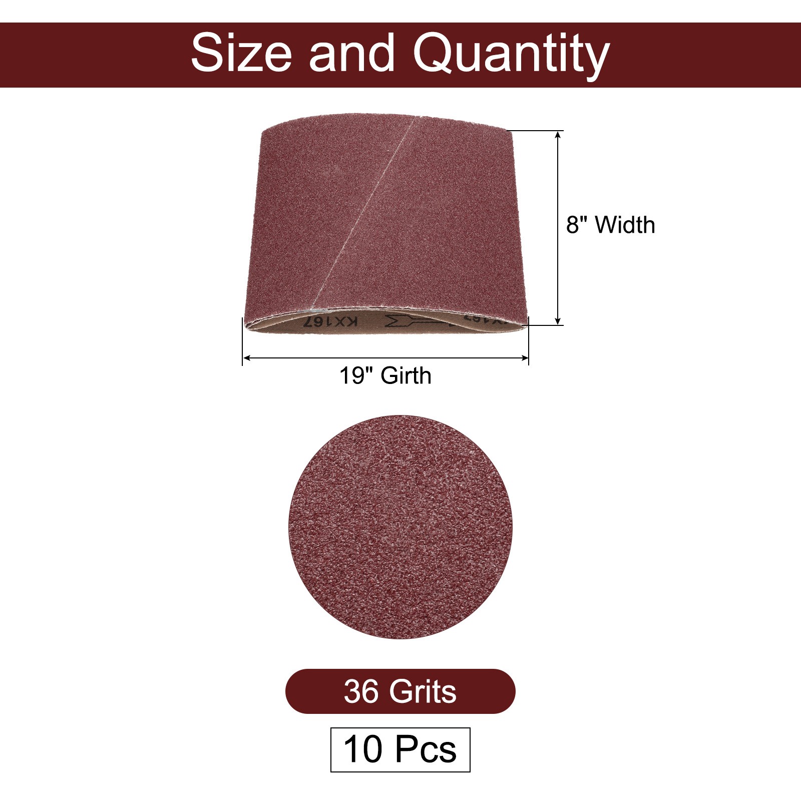 10 PACK 8″ x 19″ Sanding Belts 36 Grits Aluminum Oxide Abrasive Sander Belt