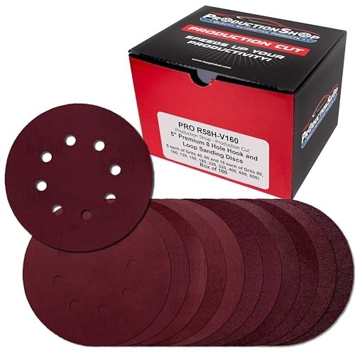 160 Pack 5 inch Sanding Discs 8-Hole Red Variety Pack Grit, Hook ,Loop Sandpaper