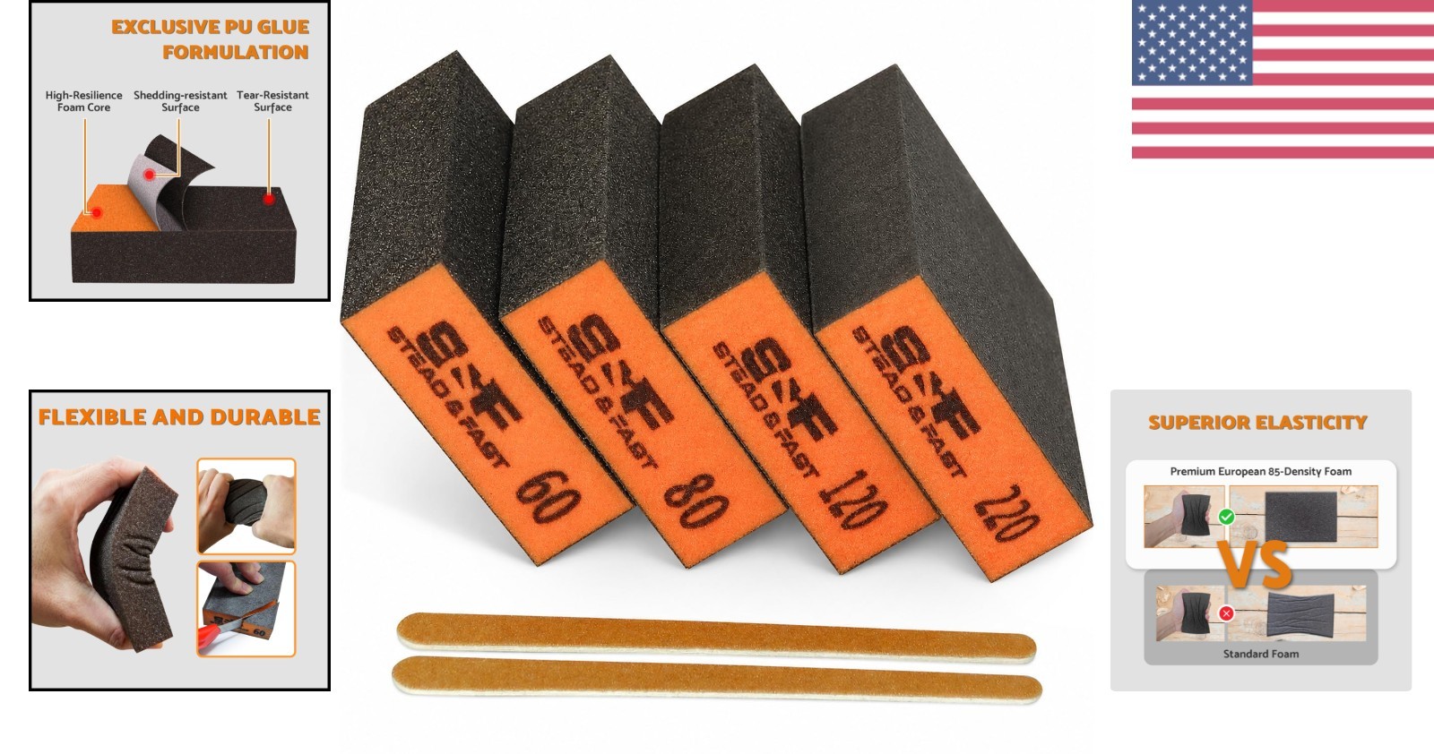 Aluminum Oxide Sanding Sponges (4 Pack) 60-220 Grits – Ideal for Wood and Metal