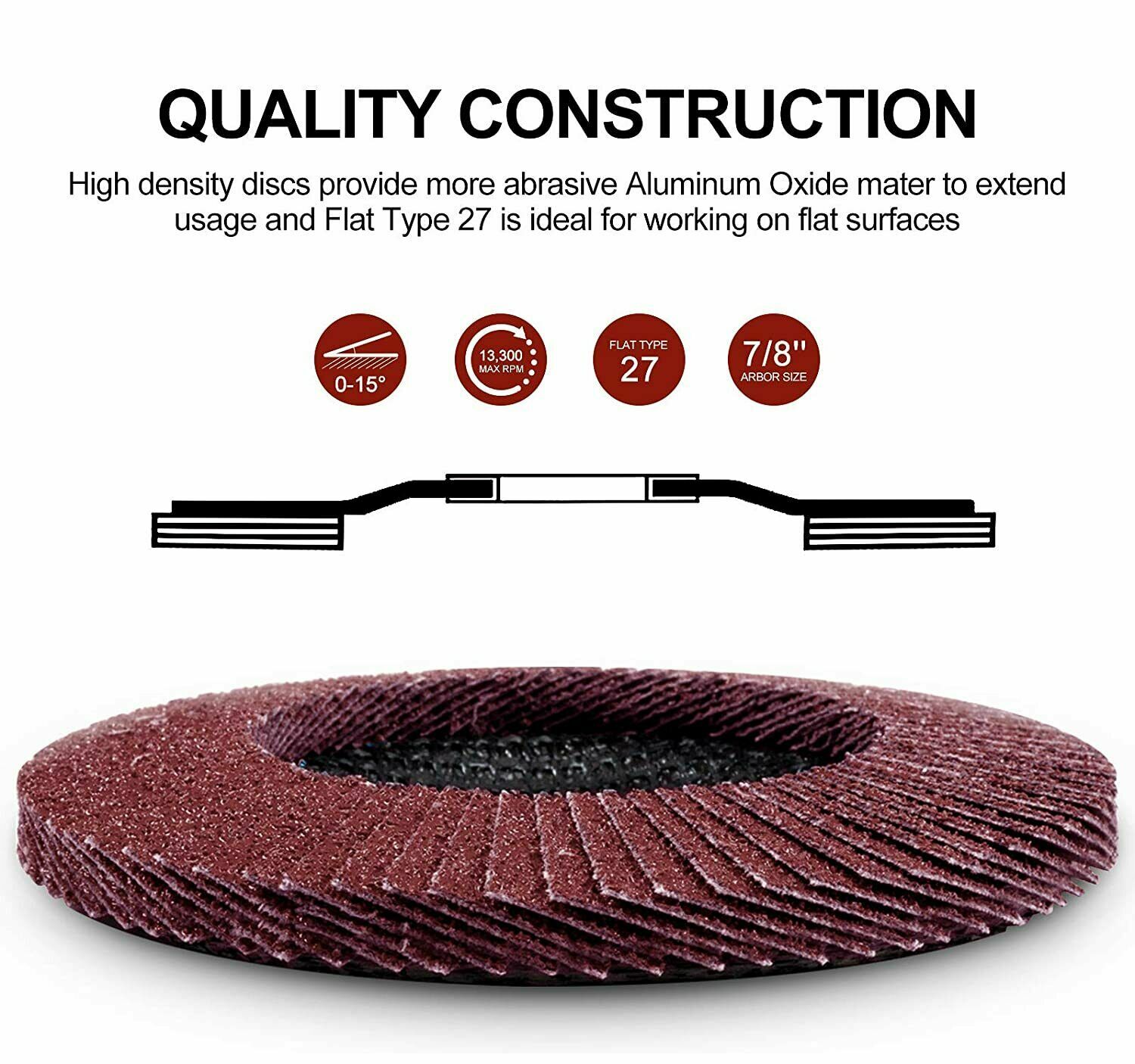 50PCS 4.5″ 4 1/2 Flap Sanding Disc 80 Grit Grinding Wheels for Angle Grinder T27