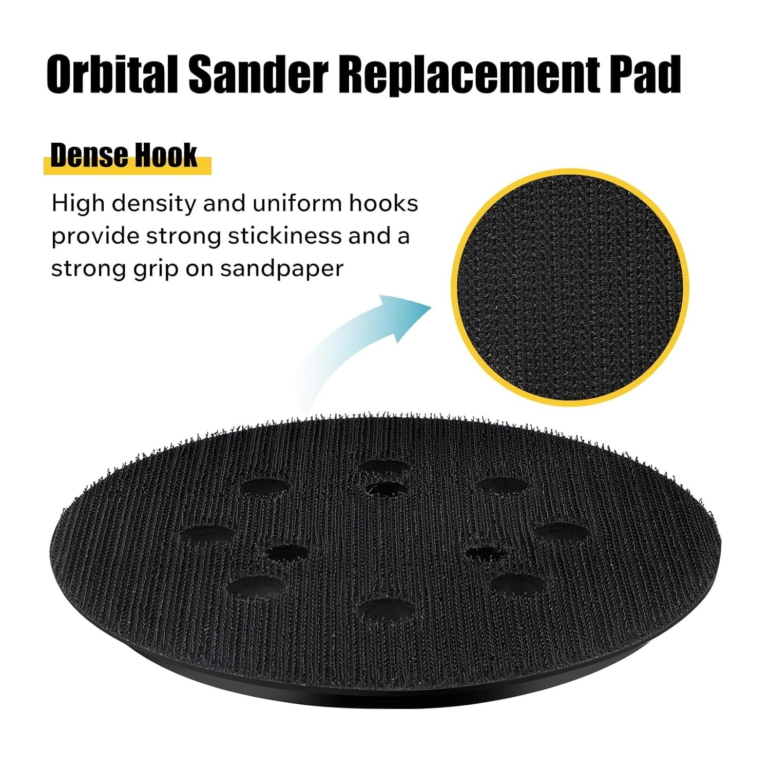 2 Pack 5″ 8 Hole Hook & Loop Sander Replacement Pad for DeWalt/Makita/Porter …