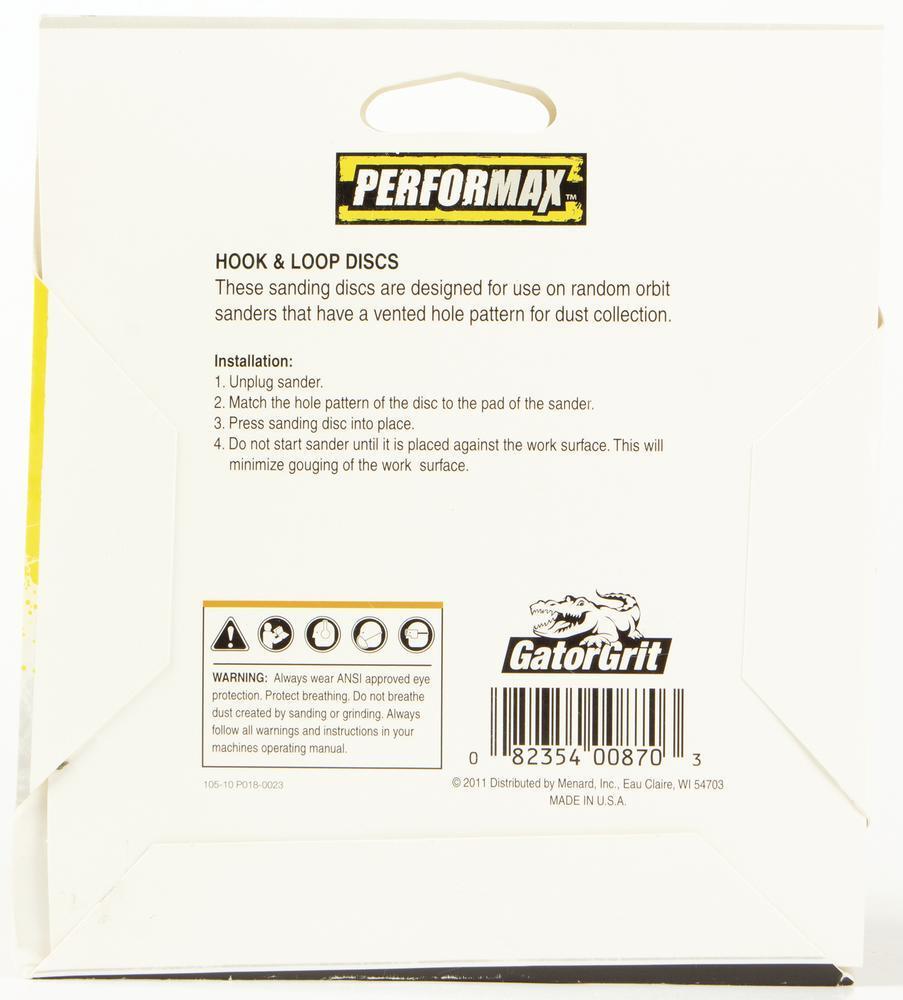 5″ 220-Grit Extra Fine 8-Hole Hook & Loop Sanding Disc Orbital Sandpaper 5 Pack