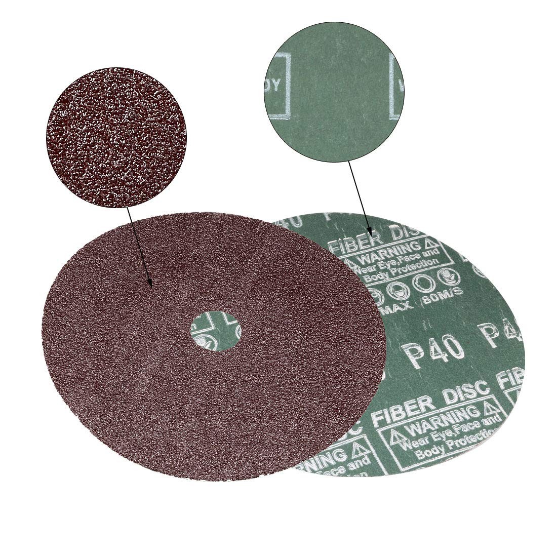 uxcell 6-Inch x 7/8-Inch Aluminum Oxide Resin Fiber Discs Center Hole 40 Grit…
