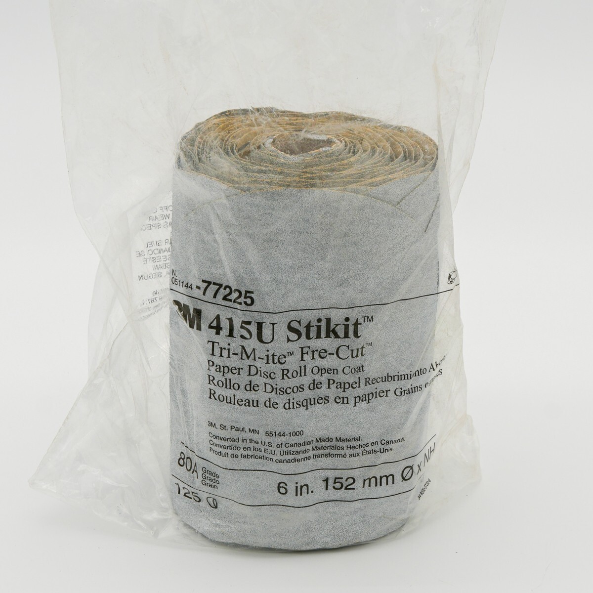 3M Sanding Discs, 80 Grit, 6″ diameter, (x125), 415U Stikit, Tri-M-ite, #77225