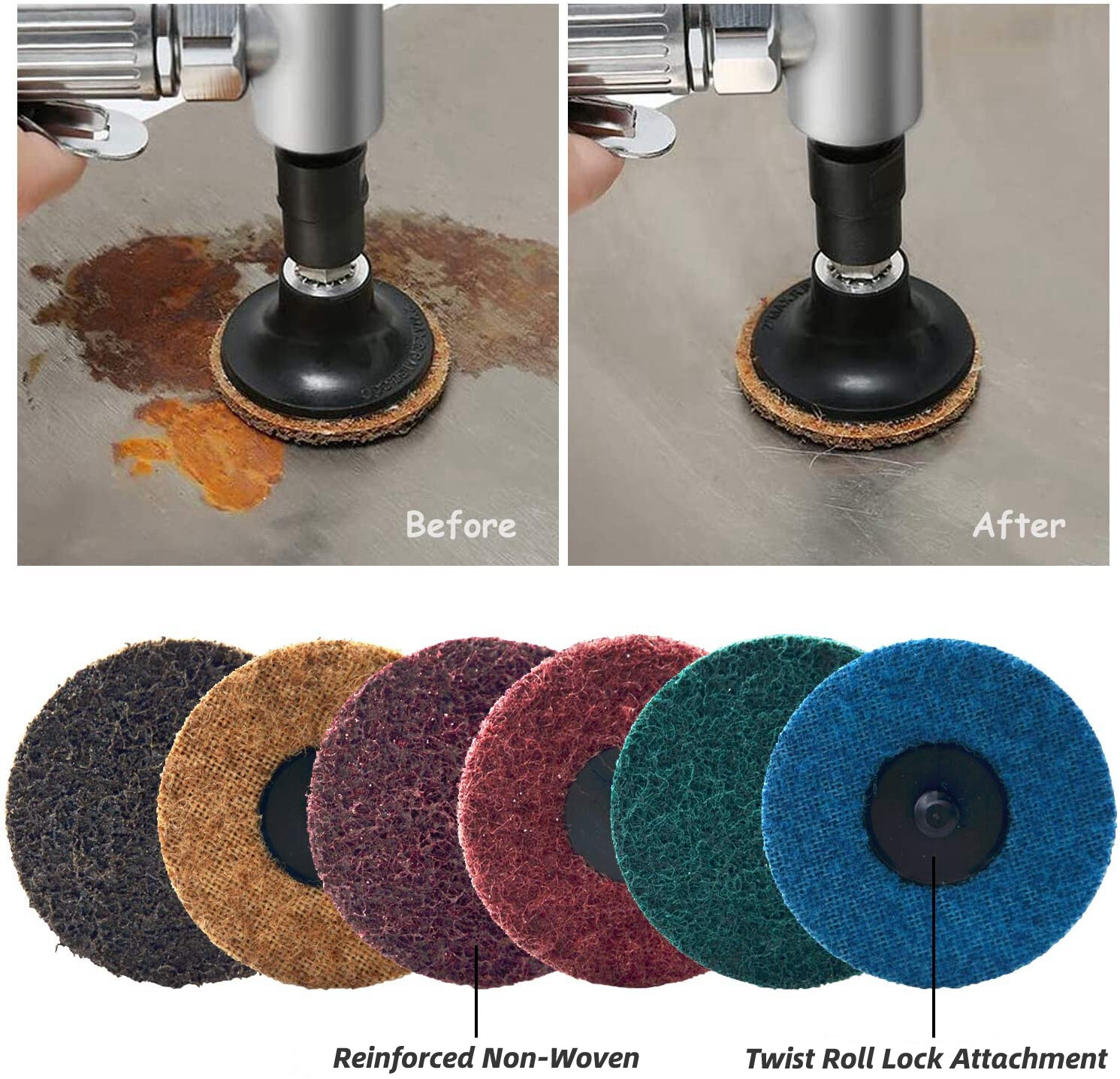 25x 3 inch Coarse Surface Conditioning Disc Roll Lock Quick Change Sanding Discs