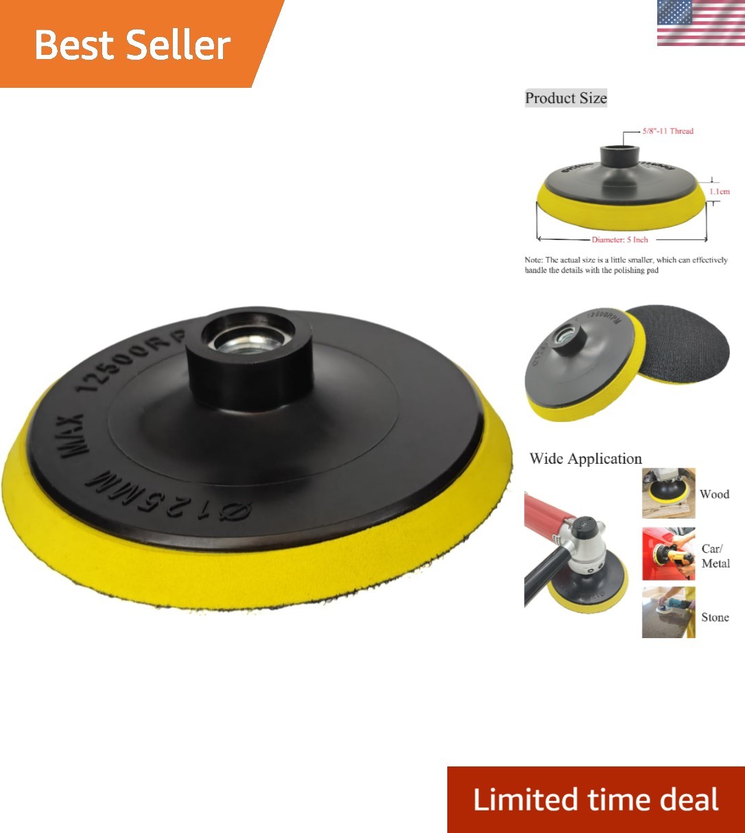 Effortless 5 Inch Hook and Loop Backing Pad – Perfect for Car, Wood, and More