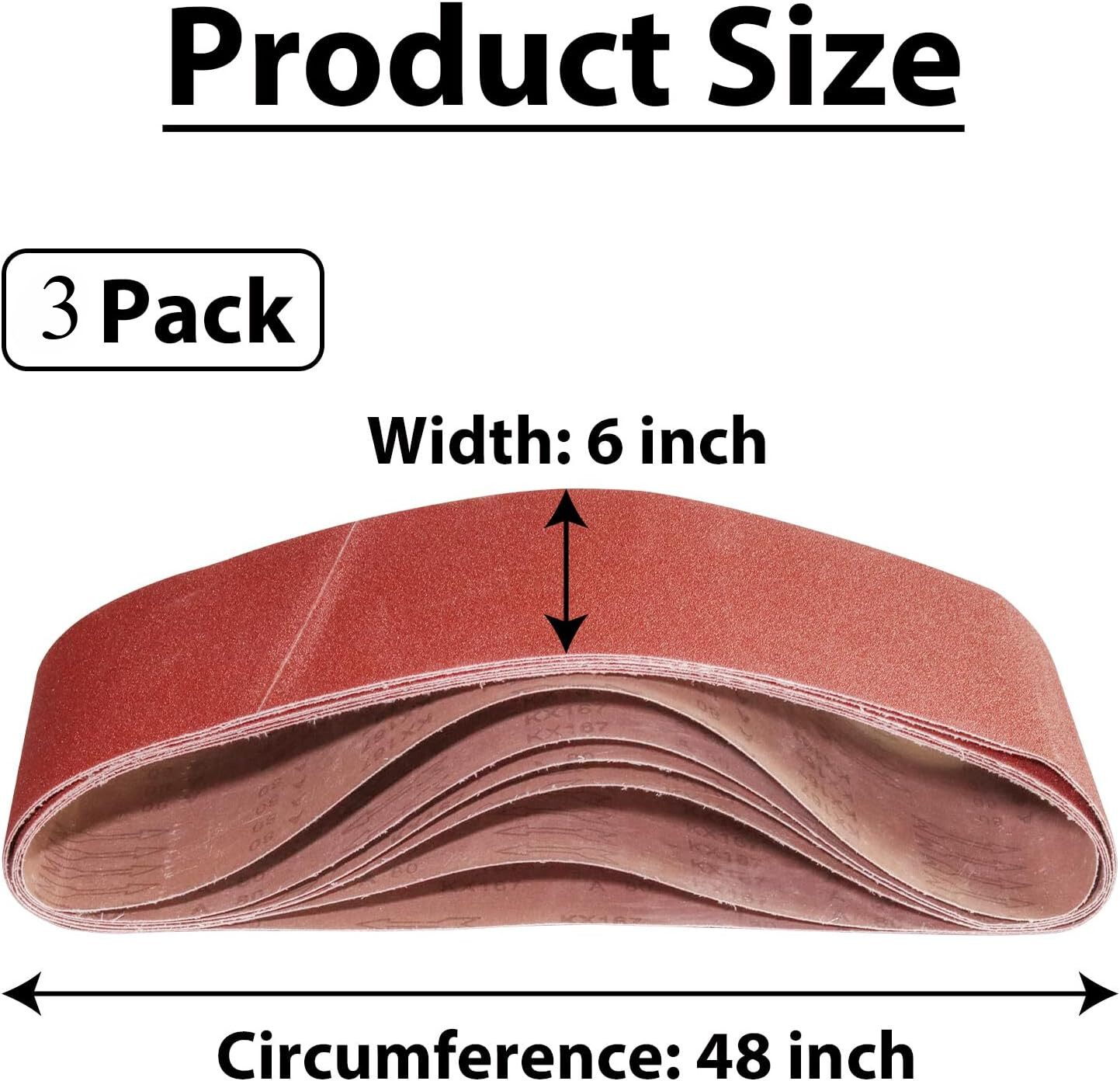 3PACK 6x48inch 40 Grit Aluminum Oxide Sanding Belts 150x1219mm for Metal & Wood