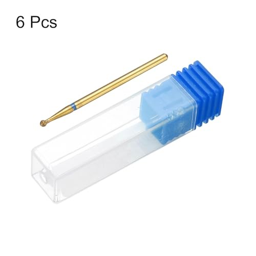 6pcs 120-140 Grits Diamond Grinding Bit Ball Head 2.35mm Shank Length 2mm Blue